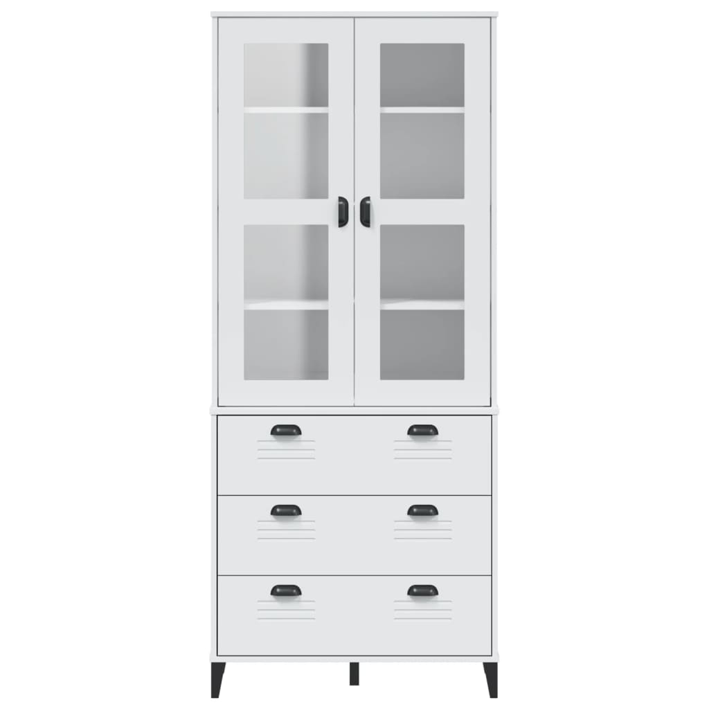 vitrineskab VIKEN 80x40x190 cm massivt fyrretræ hvid