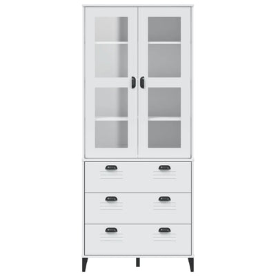 vitrineskab VIKEN 80x40x190 cm massivt fyrretræ hvid