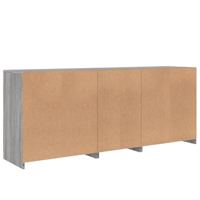 skænk med LED-lys 162x35x75 cm grå sonoma-eg