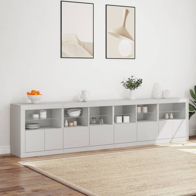 skænk med LED-lys 283x37x67 cm hvid