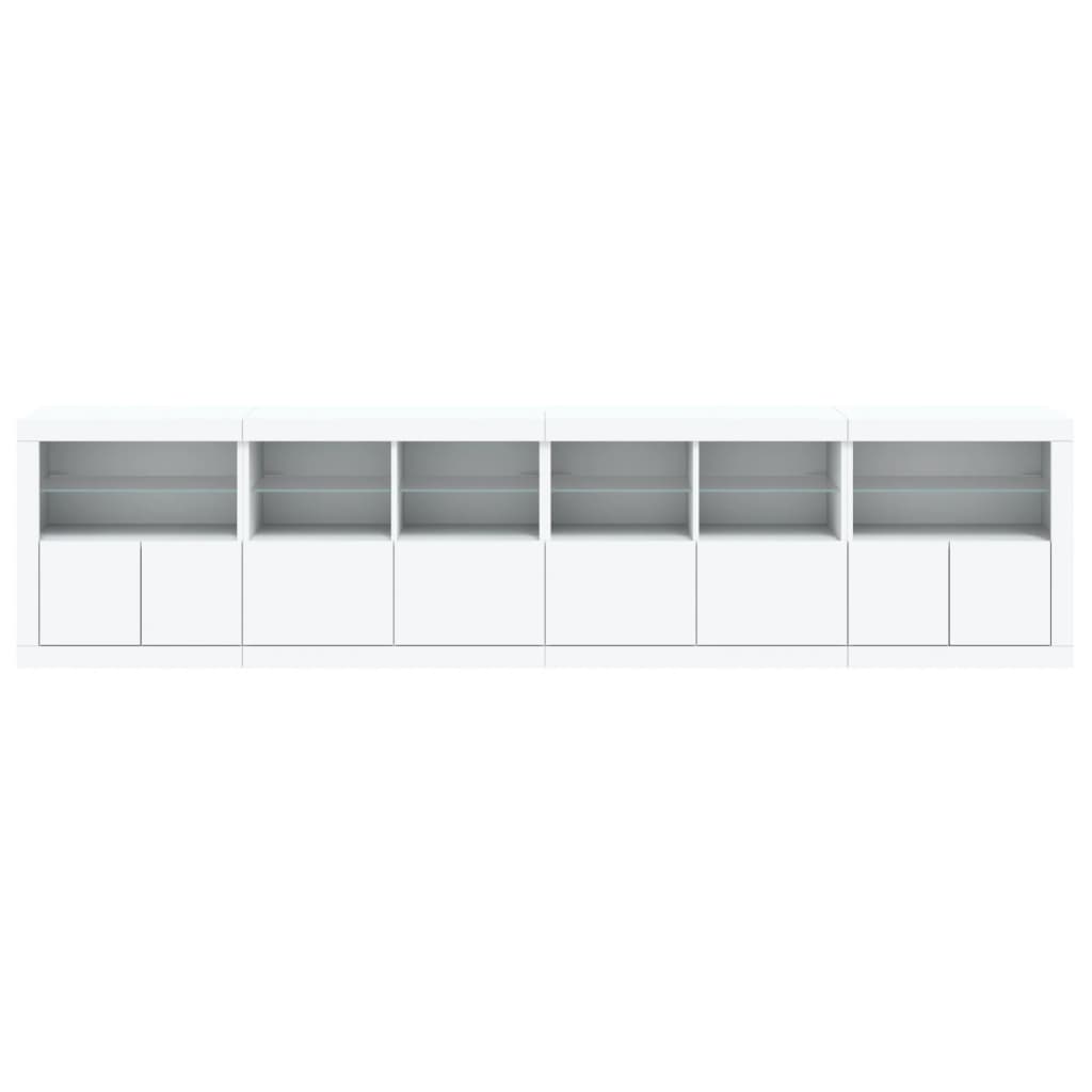 skænk med LED-lys 283x37x67 cm hvid