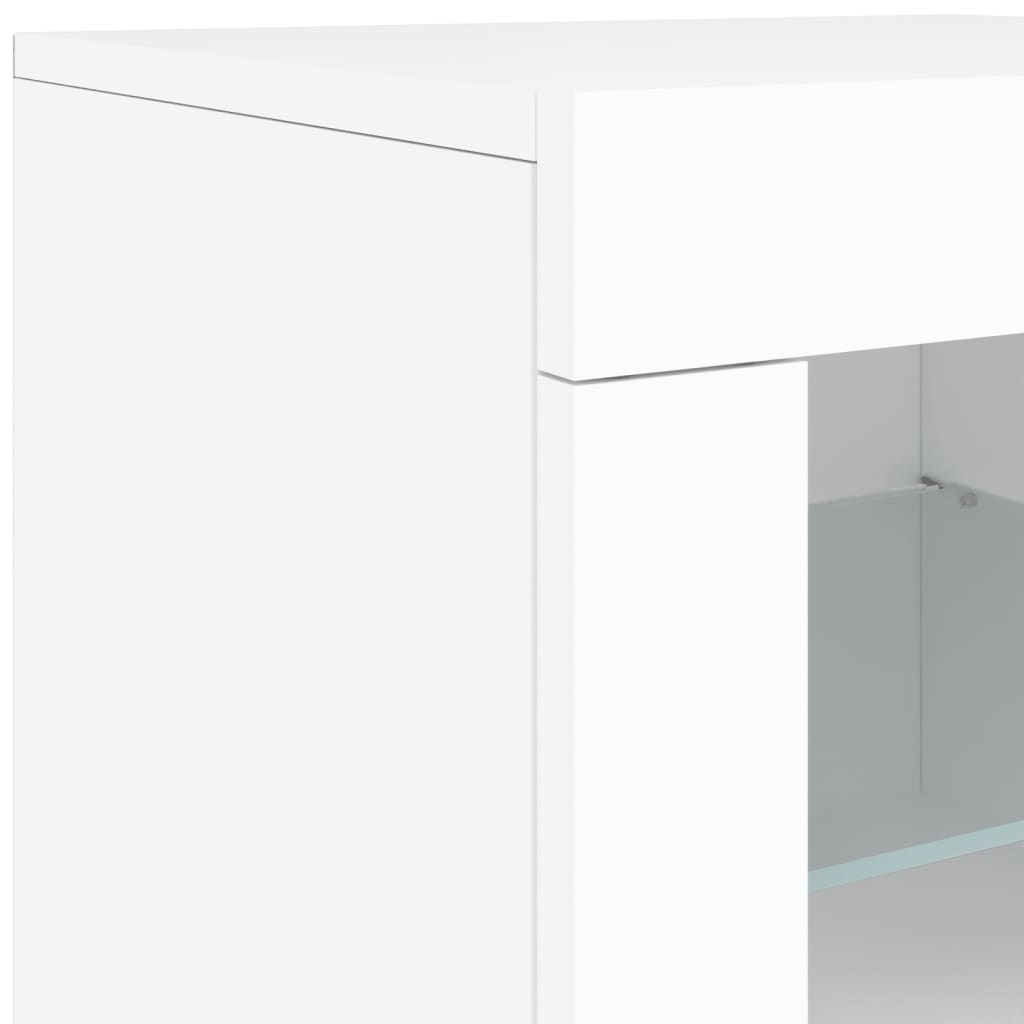 skænk med LED-lys 283x37x67 cm hvid