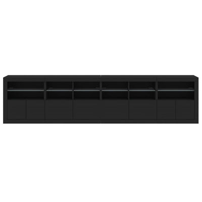 skænk med LED-lys 283x37x67 cm sort