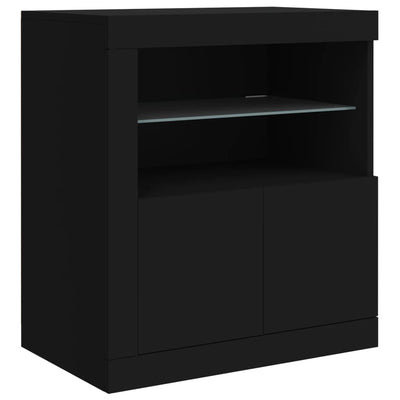 skænk med LED-lys 283x37x67 cm sort