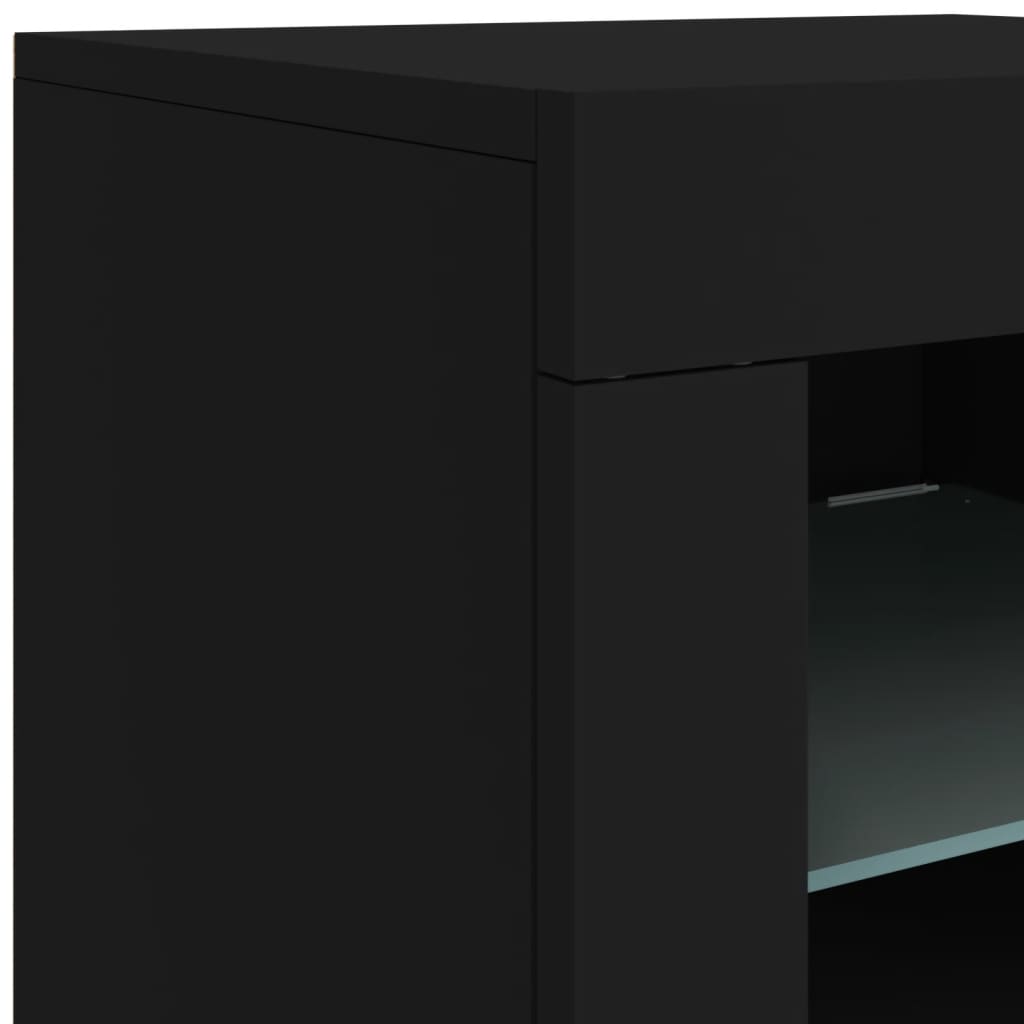skænk med LED-lys 283x37x67 cm sort