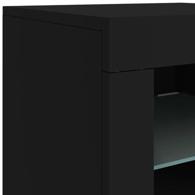 skænk med LED-lys 283x37x67 cm sort