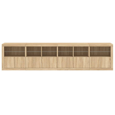skænk med LED-lys 283x37x67 cm sonoma-eg