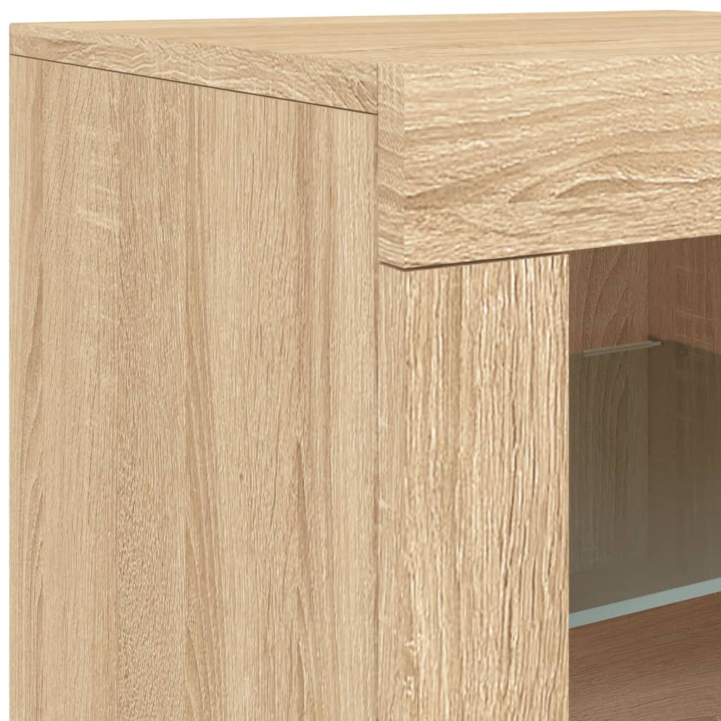 skænk med LED-lys 283x37x67 cm sonoma-eg