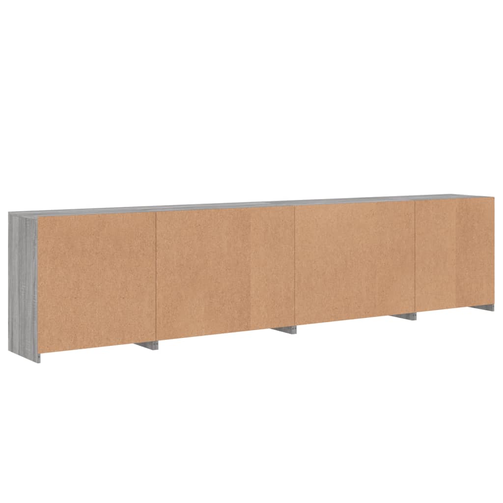 skænk med LED-lys 283x37x67 cm grå sonoma-eg