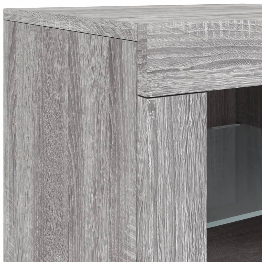skænk med LED-lys 283x37x67 cm grå sonoma-eg