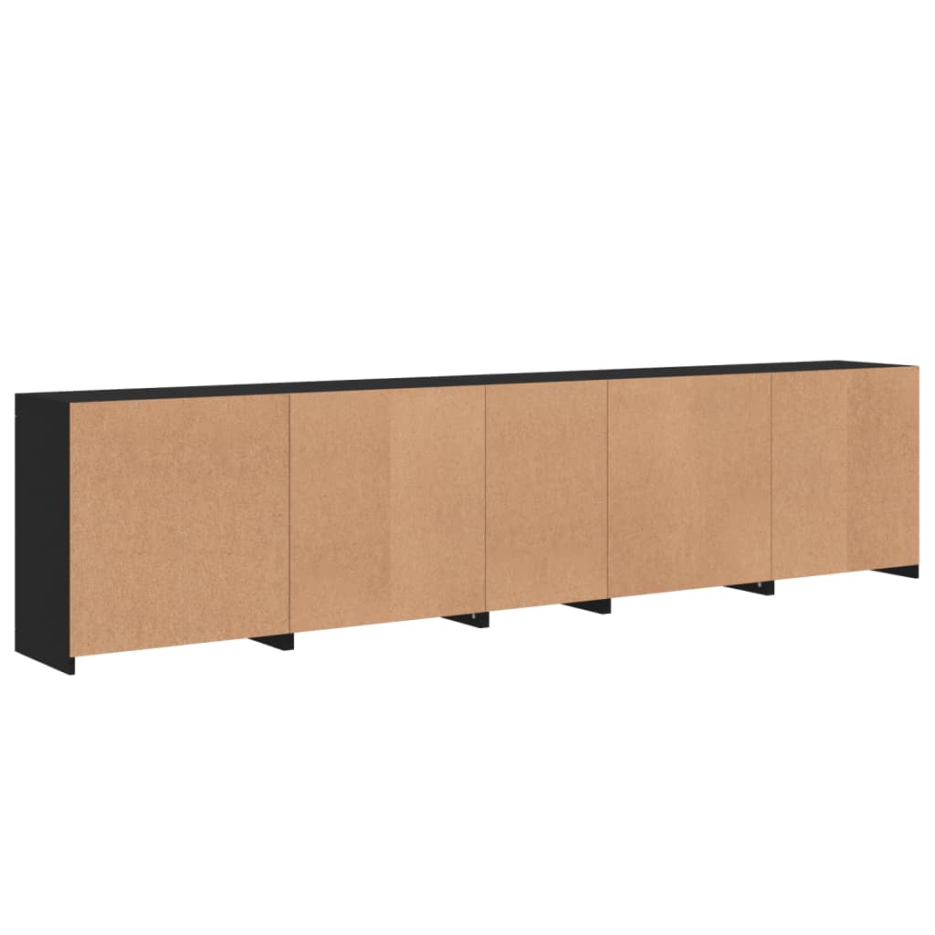 skænk med LED-lys 283x37x67 cm sort