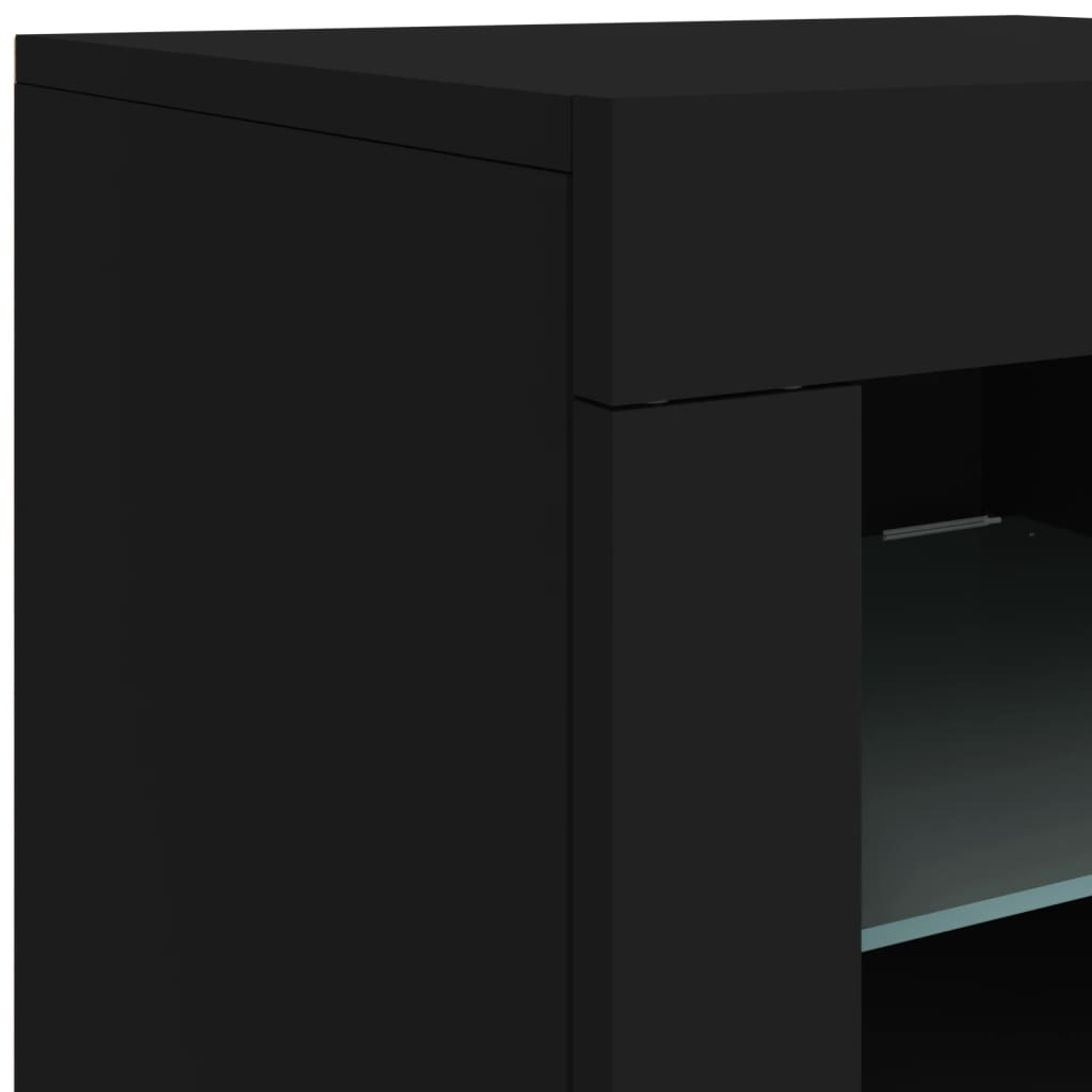skænk med LED-lys 283x37x67 cm sort