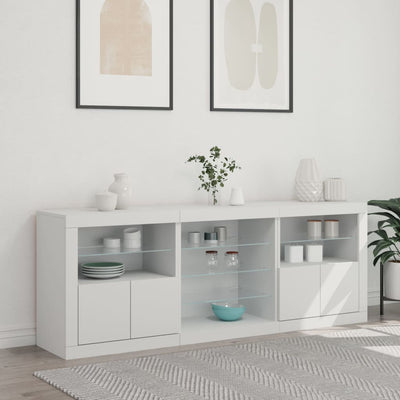 skænk med LED-lys 181,5x37x67 cm hvid