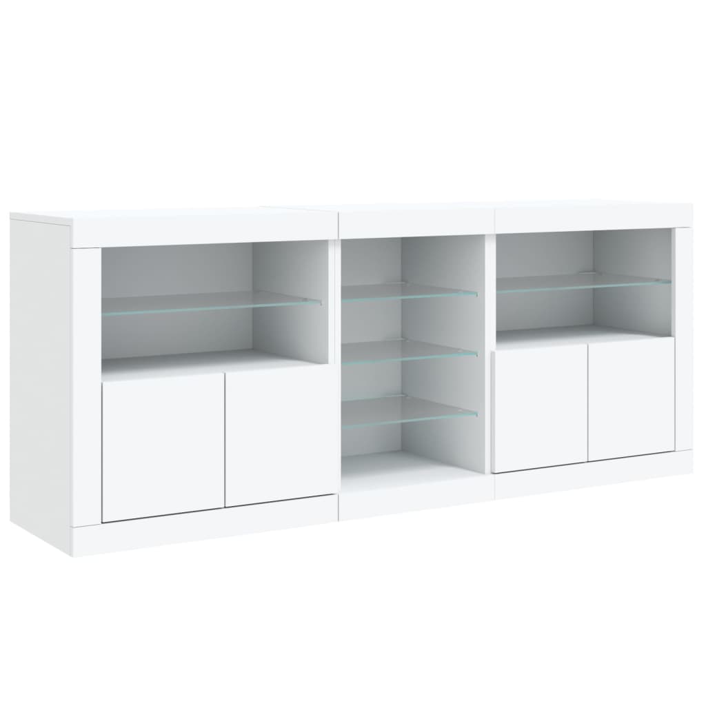 skænk med LED-lys 181,5x37x67 cm hvid