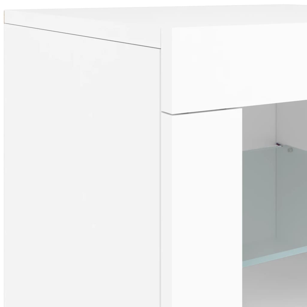 skænk med LED-lys 181,5x37x67 cm hvid