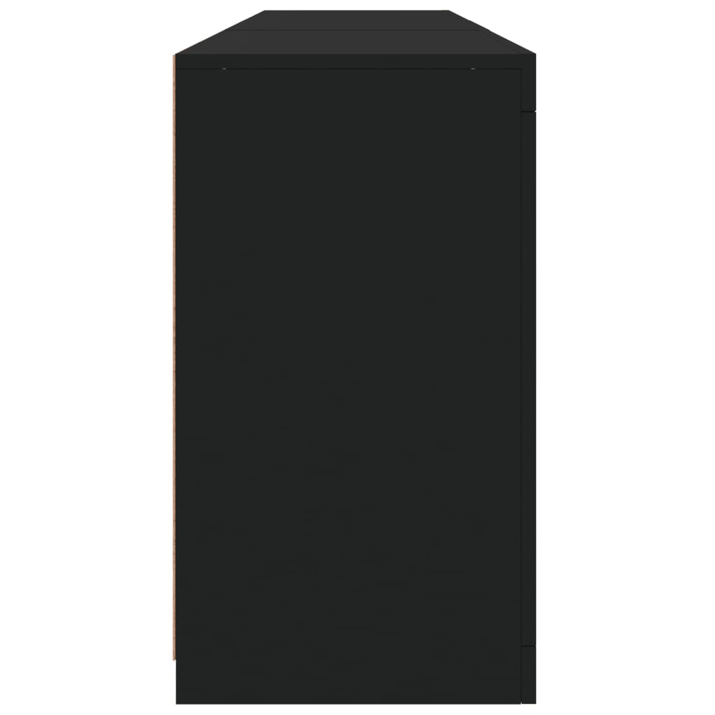skænk med LED-lys 181,5x37x67 cm sort