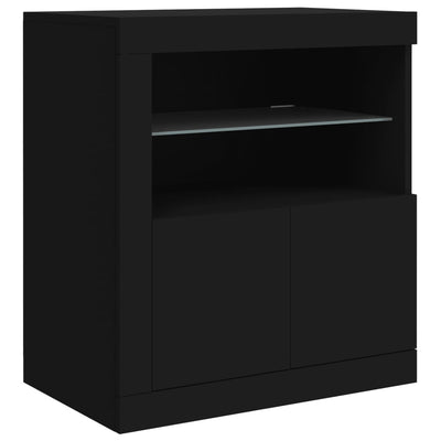 skænk med LED-lys 181,5x37x67 cm sort