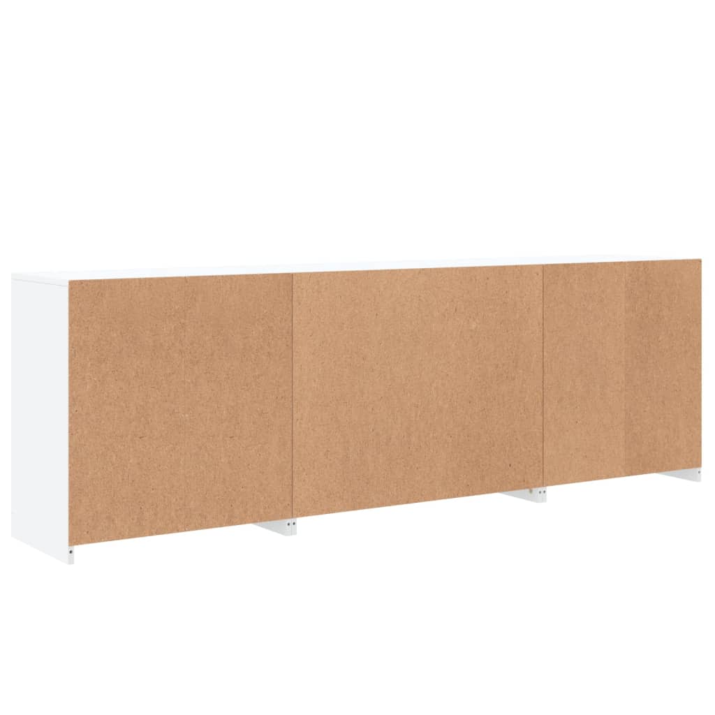 skænk med LED-lys 202x37x67 cm hvid