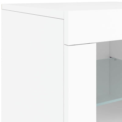 skænk med LED-lys 202x37x67 cm hvid