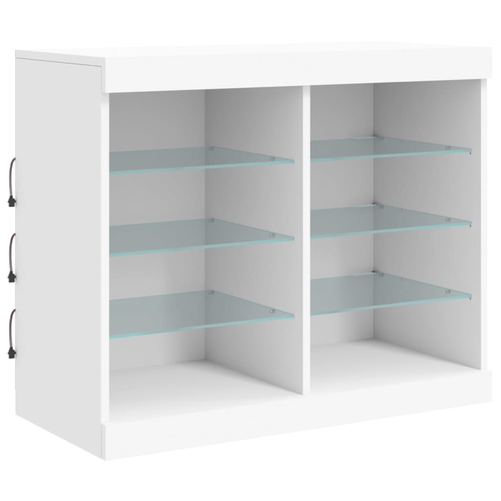 skænk med LED-lys 202x37x67 cm hvid