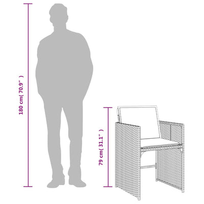 spisebordssæt til haven 11 dele med hynder polyrattan beige