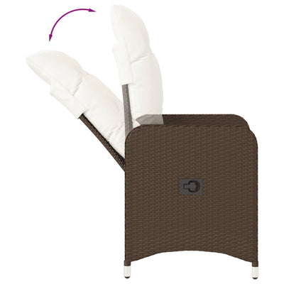 havestole 2 stk. med lænefunktion og bord polyrattan brun
