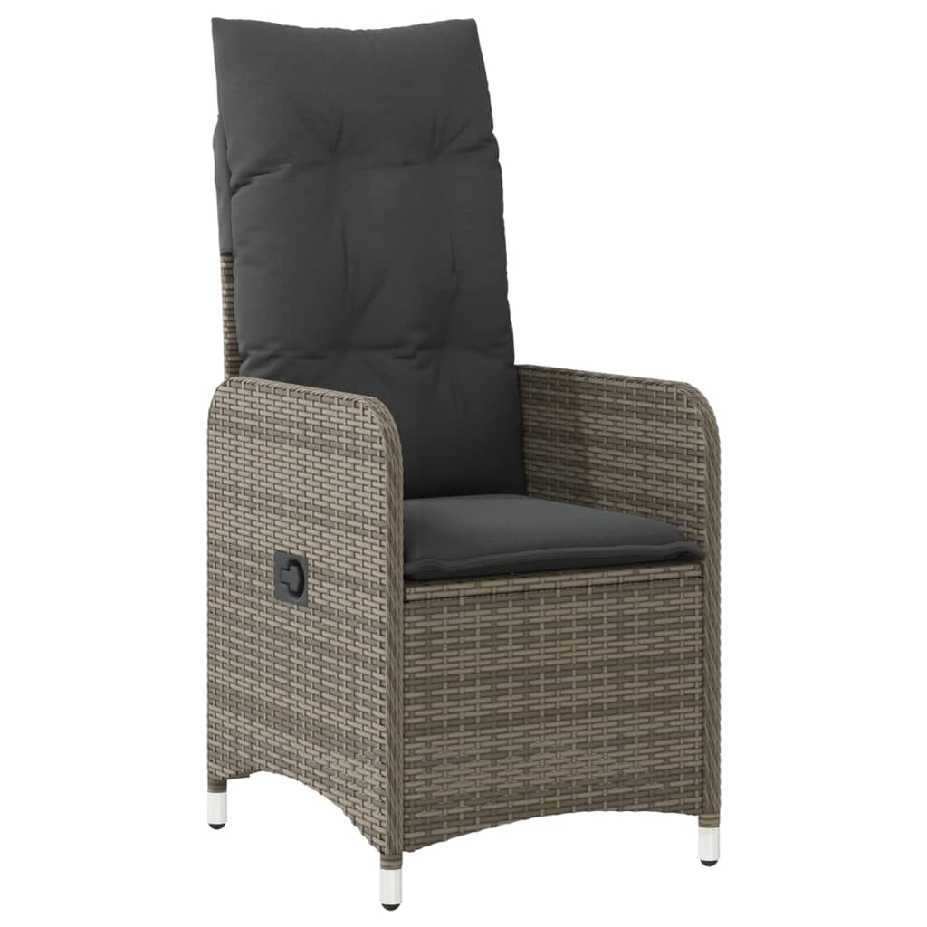 havestole 2 stk. med lænefunktion og bord polyrattan grå