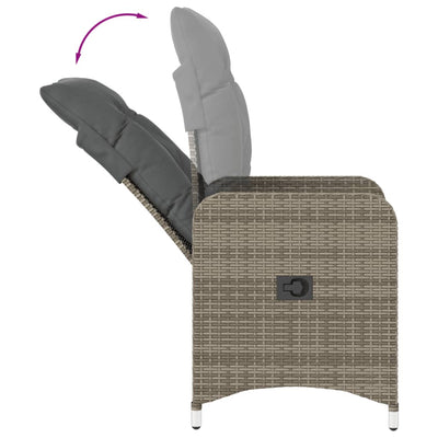 havestole 2 stk. med lænefunktion og bord polyrattan grå