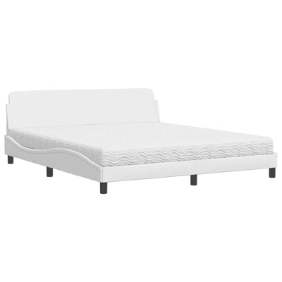 seng med madras 180x200 cm kunstlæder hvid