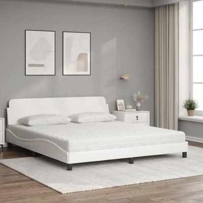 seng med madras 180x200 cm kunstlæder hvid