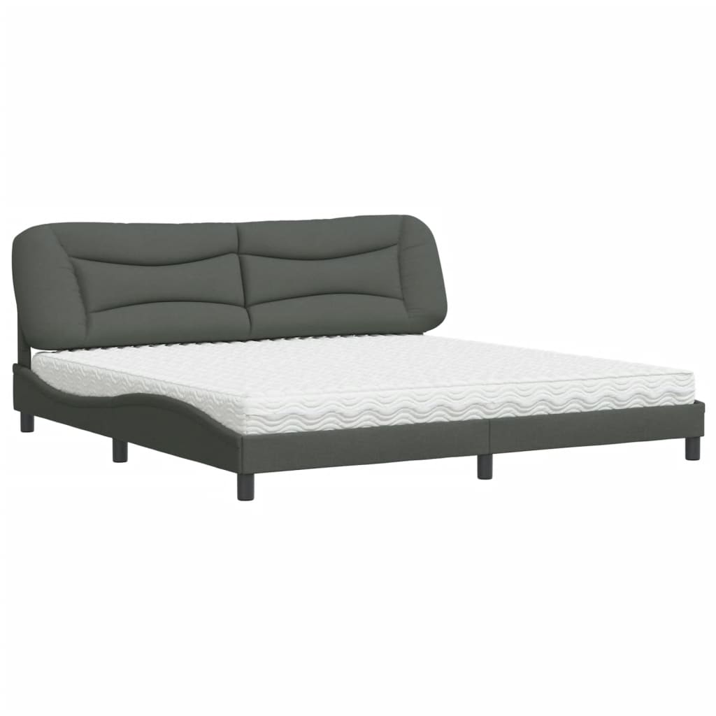 seng med madras 200x200 cm stof mørkegrå