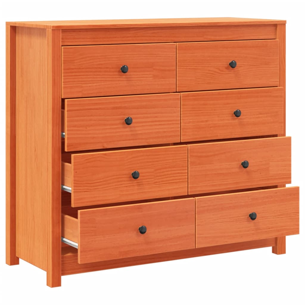 kommode 100x40x90 cm massivt fyrretræ gyldenbrun