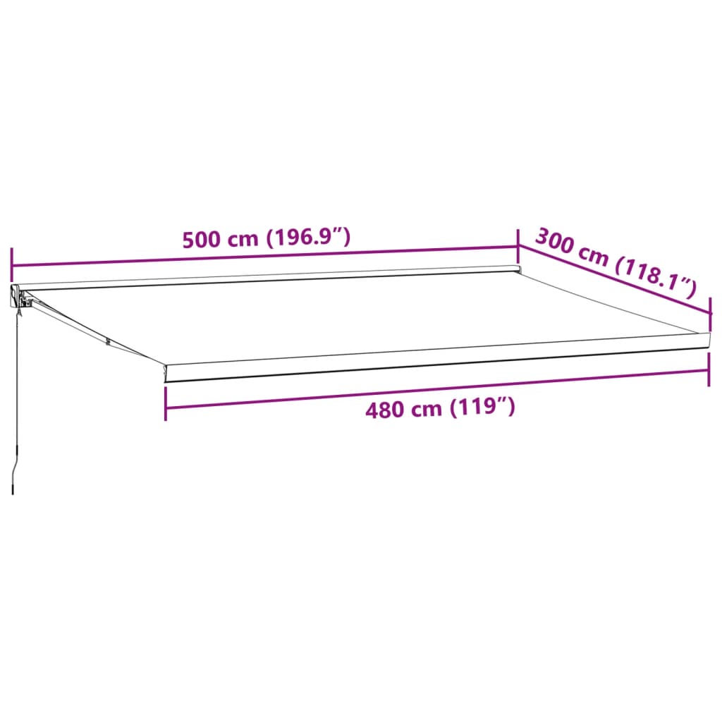 foldemarkise 5x3 m stof og aluminium antracitgrå og hvid