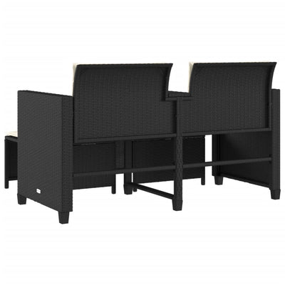 2-personers havesofa med bord og skamler polyrattan sort