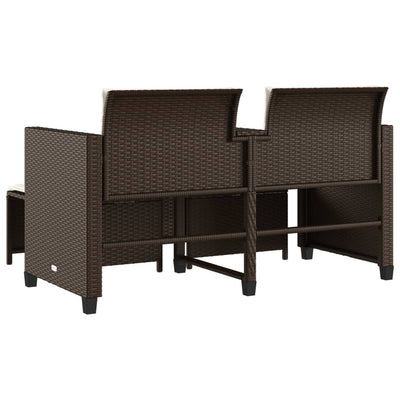 2-personers havesofa med bord og skamler polyrattan brun