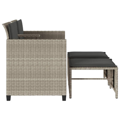 2-personers havesofa med bord og skamler polyrattan lysegrå