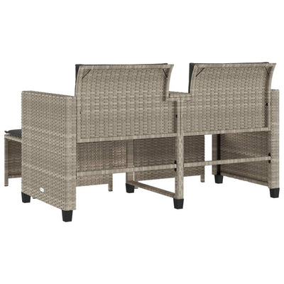 2-personers havesofa med bord og skamler polyrattan lysegrå