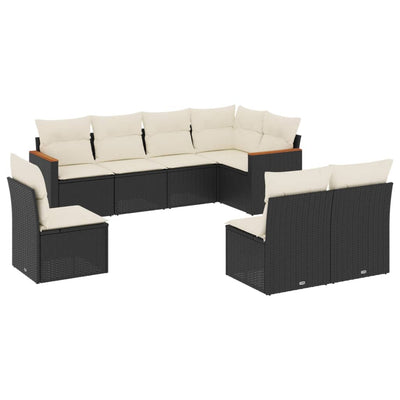 sofasæt til haven 8 dele med hynder polyrattan sort