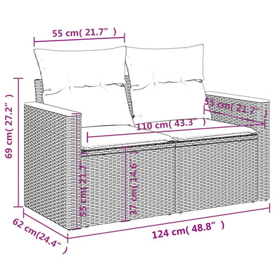 sofasæt til haven 8 dele med hynder polyrattan sort