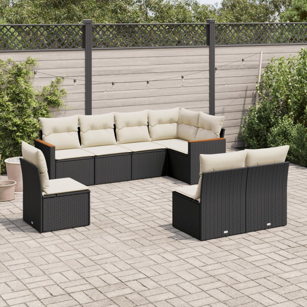 sofasæt til haven 8 dele med hynder polyrattan sort