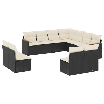 sofasæt til haven 11 dele med hynder polyrattan sort