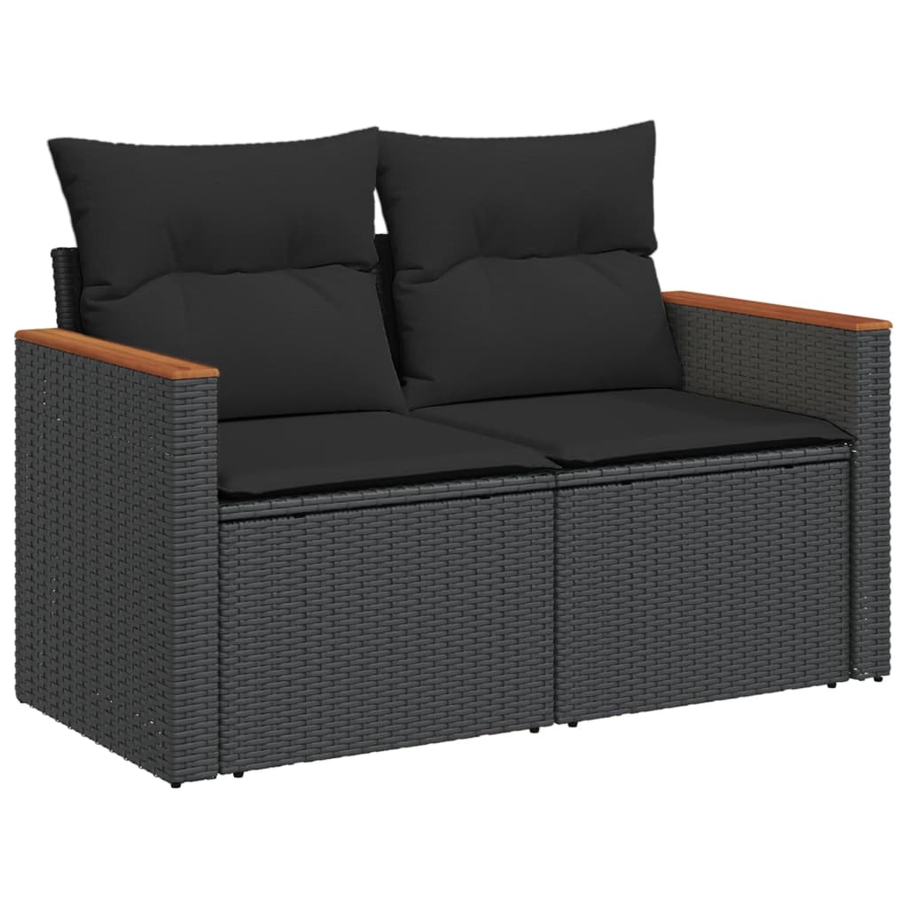 sofasæt til haven 10 dele med hynder polyrattan sort