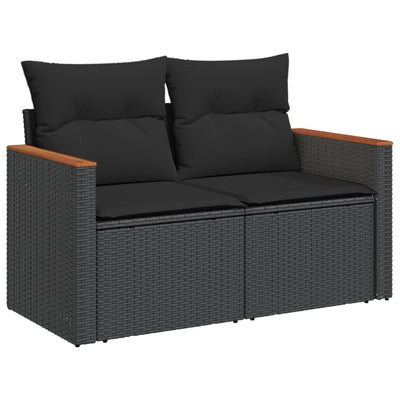 sofasæt til haven 10 dele med hynder polyrattan sort