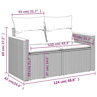 sofasæt til haven 10 dele med hynder polyrattan sort