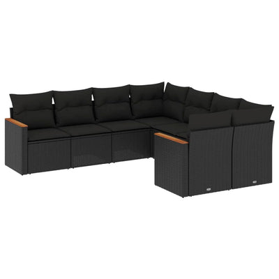 sofasæt til haven 8 dele med hynder polyrattan sort