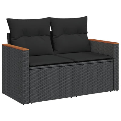 sofasæt til haven 8 dele med hynder polyrattan sort