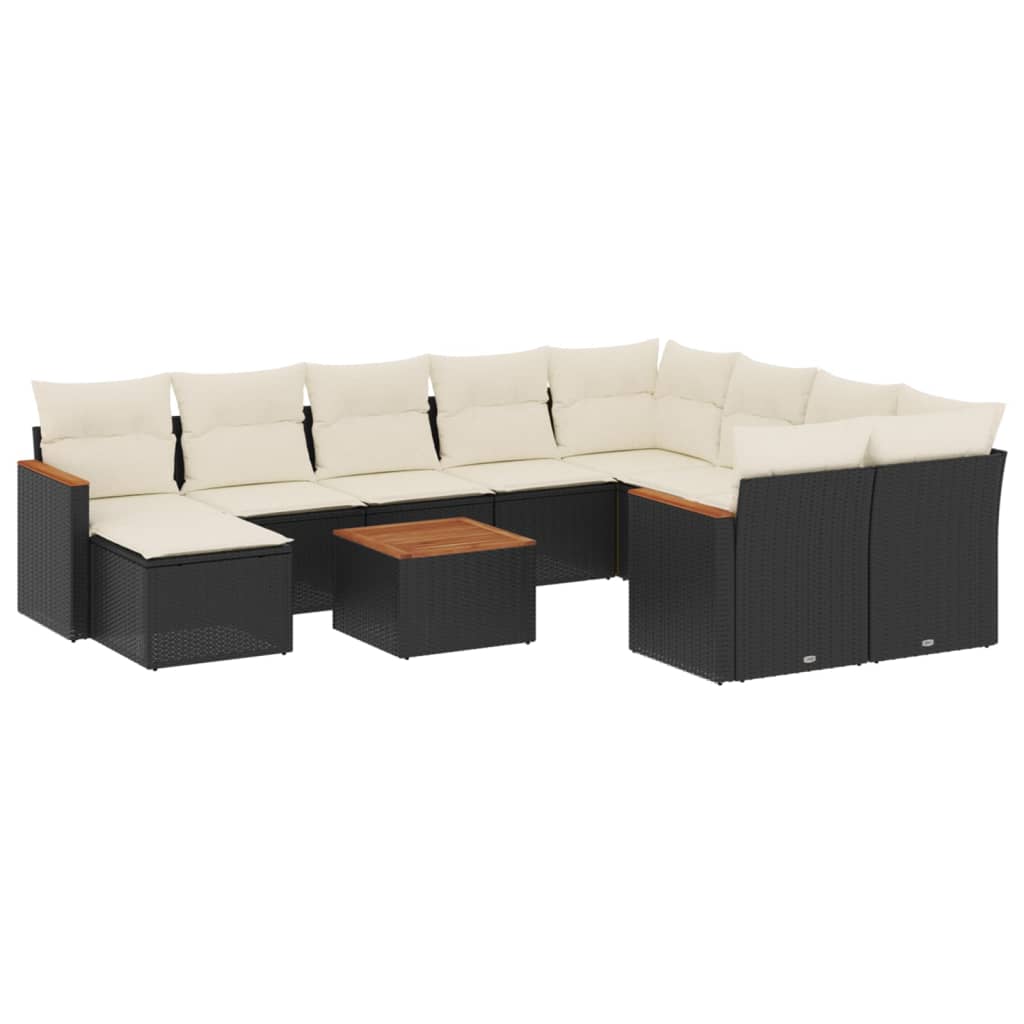 sofasæt til haven 11 dele med hynder polyrattan sort
