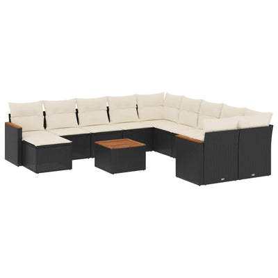 sofasæt til haven 12 dele med hynder polyrattan sort