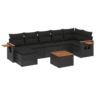 sofasæt til haven 8 dele med hynder polyrattan sort
