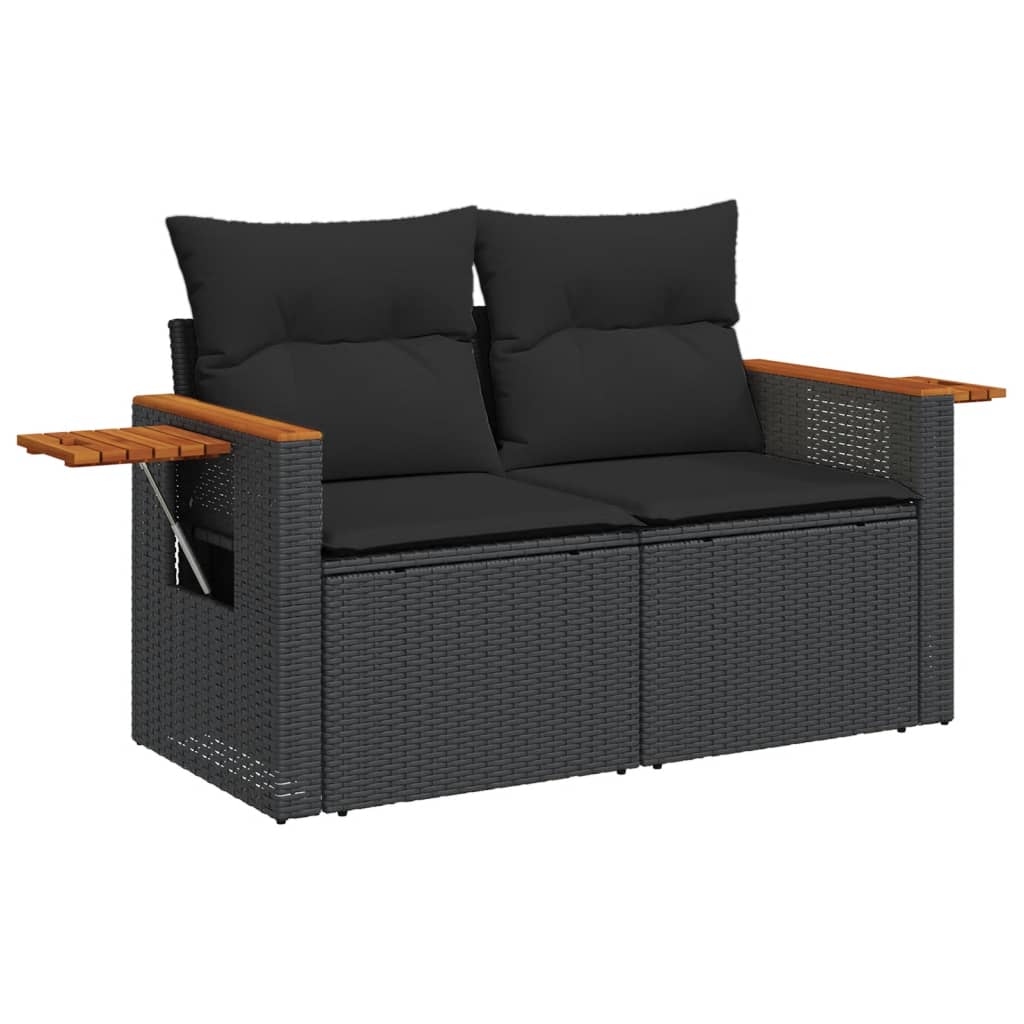 sofasæt til haven 10 dele med hynder polyrattan sort